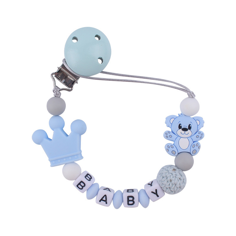 Nuevo bebé suministros de silicona chupete cadena animal de dibujos animados Oso de silicona mordedura molar Cadena de juguete