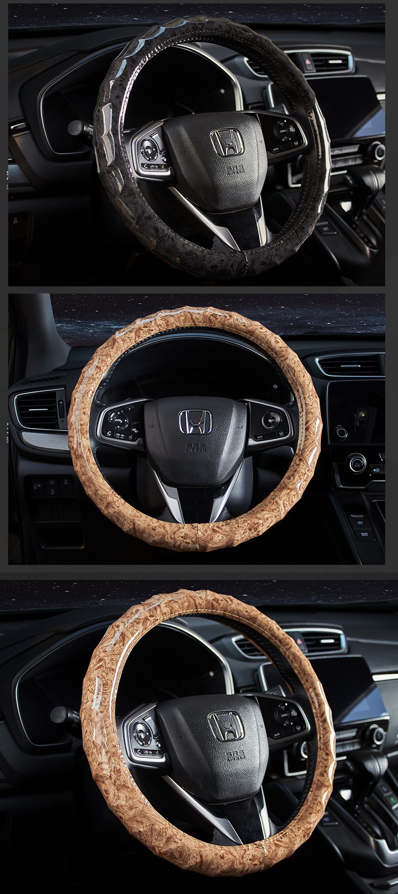 Cross-Border Exclusive Supply of Anti-Slip Peach Wood Grain Car Steering Wheel Cover, Suitable for All Seasons, Fashionable and Textured Leather Wood Grain Cover