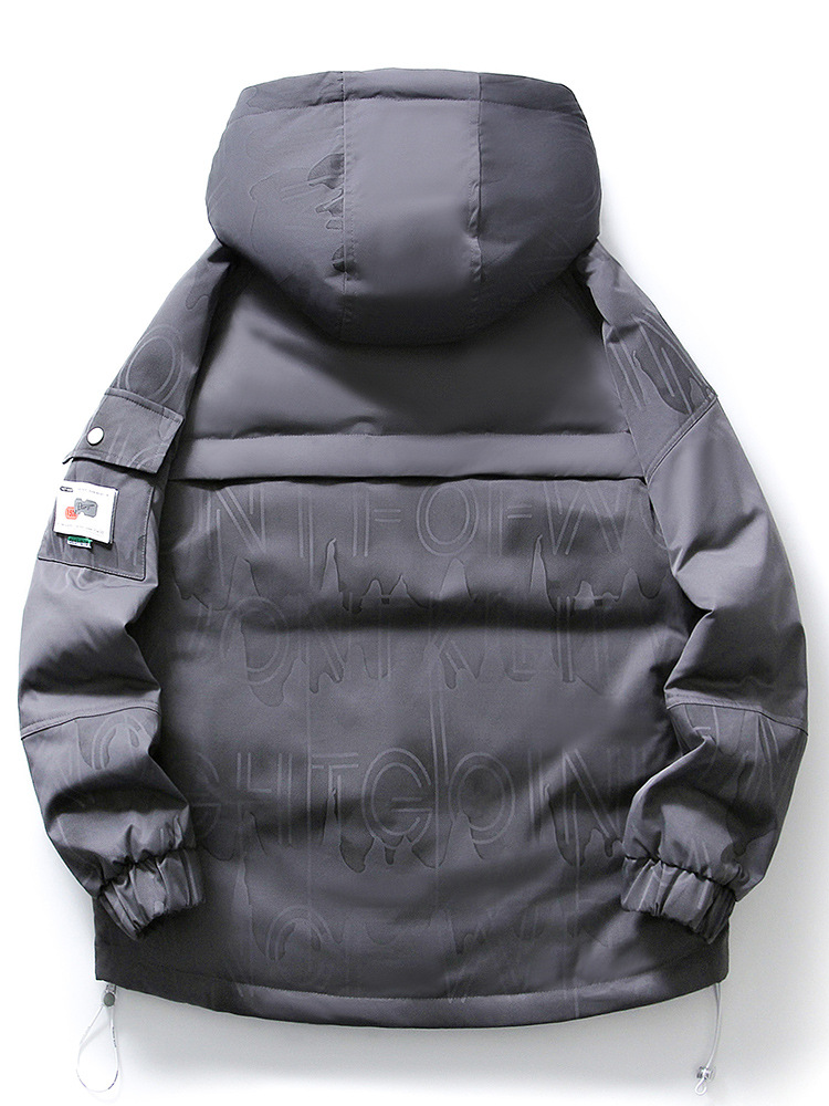 Nuevo chaqueta de plumón impresa para hombres de invierno marca de moda de la juventud abrigo caliente falso dos piezas de chaqueta blanca a prueba de frío para mujeres