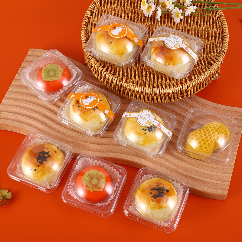 蛋黄酥包装盒天圆地方单个圆形密封吸塑盒中秋月饼雪媚娘烘焙包装