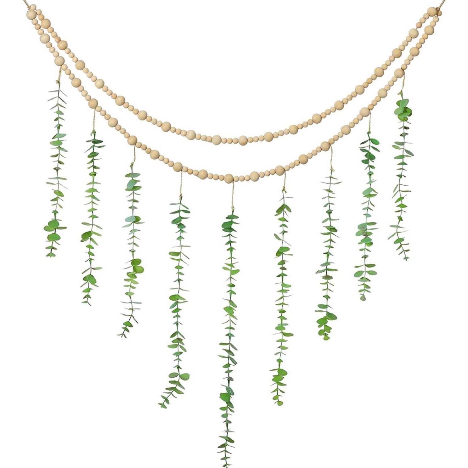 ins Nordic style wooden beads simulation eucalyptus leaf hemp rope photo storage home wall hanging decoration hanging ornaments