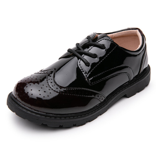 Amazon cross-border European and American style new boys' leather shoes, children's black British-style inner lining, large and medium-sized student performance shoes