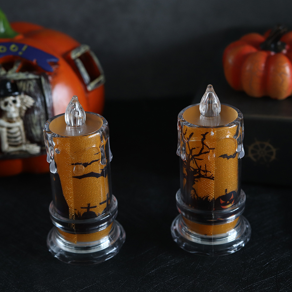 Halloween LED electrónica vela luz fantasma Festival decoración props vintage cristal Mesa swing noche luz calabaza luz al por mayor