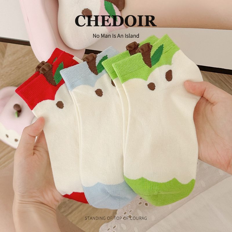 Apple Socks Women's Short Socks 2026 New Cute Cartoon Short Breathable Sweat-Absorbent Summer Trendy Ins Breathable