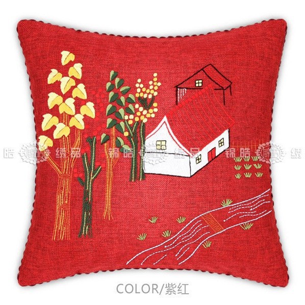 Fábrica al por mayor de color de impresión bordado de la cinta hecha a mano DIY paquete de material cojín funda de almohada flor frente mariposa volando doble platillo Flying dance