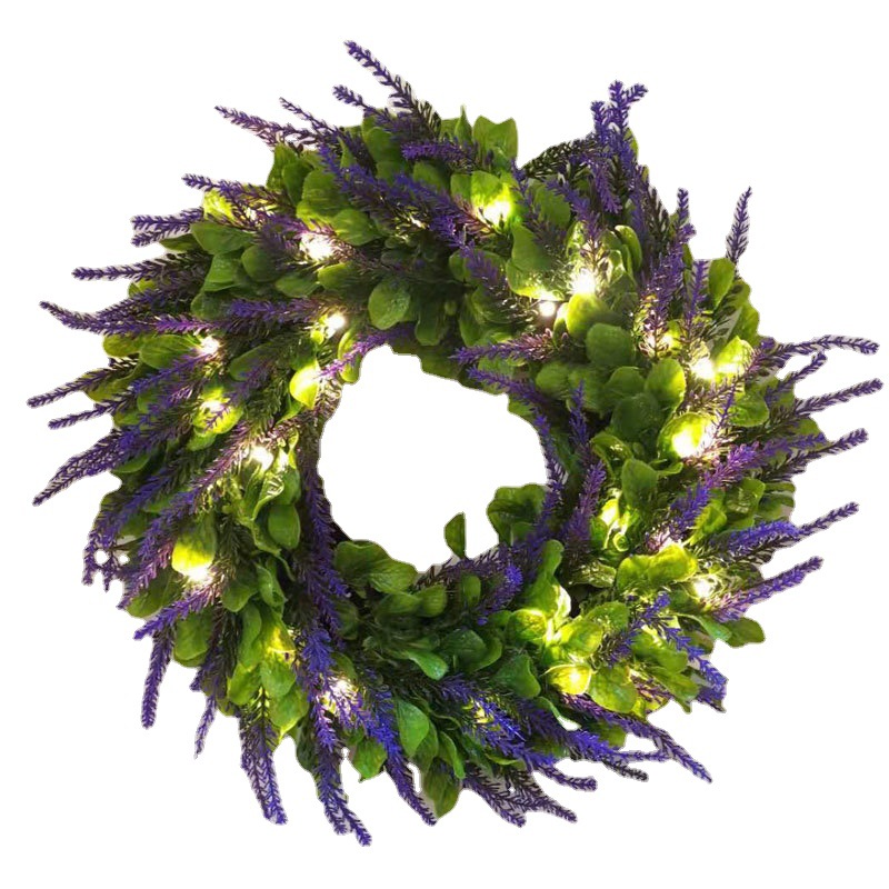 仿真薰衣草花环 仿真薰衣草花环挂件橱窗装饰门环草环定制批发