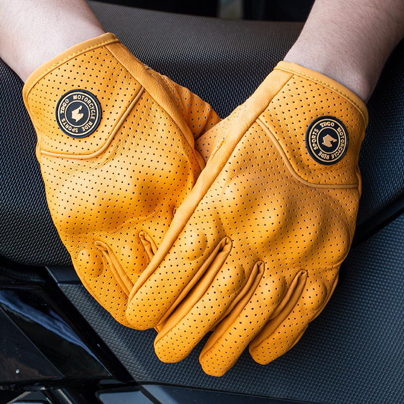 Guantes de motocicleta, cuero, conducción transpirable, motocicleta, equipo de caballero de carreras, anti-caída para hombres y mujeres image 3