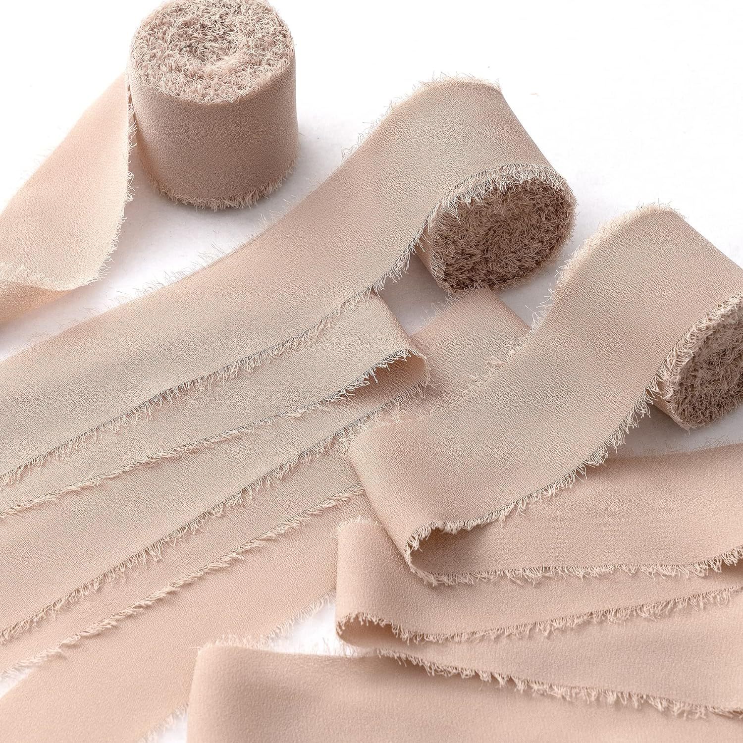 INS deshilachado gasa cinta ramo de la boda borla cinta arco decoración hilo de nieve tira de tela de seda