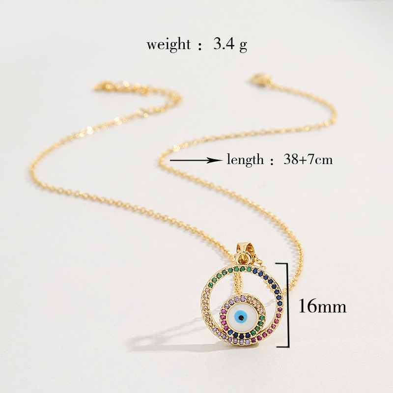 Retro Devilu0027S Eye Copper Enamel Zircon Pendant Necklace