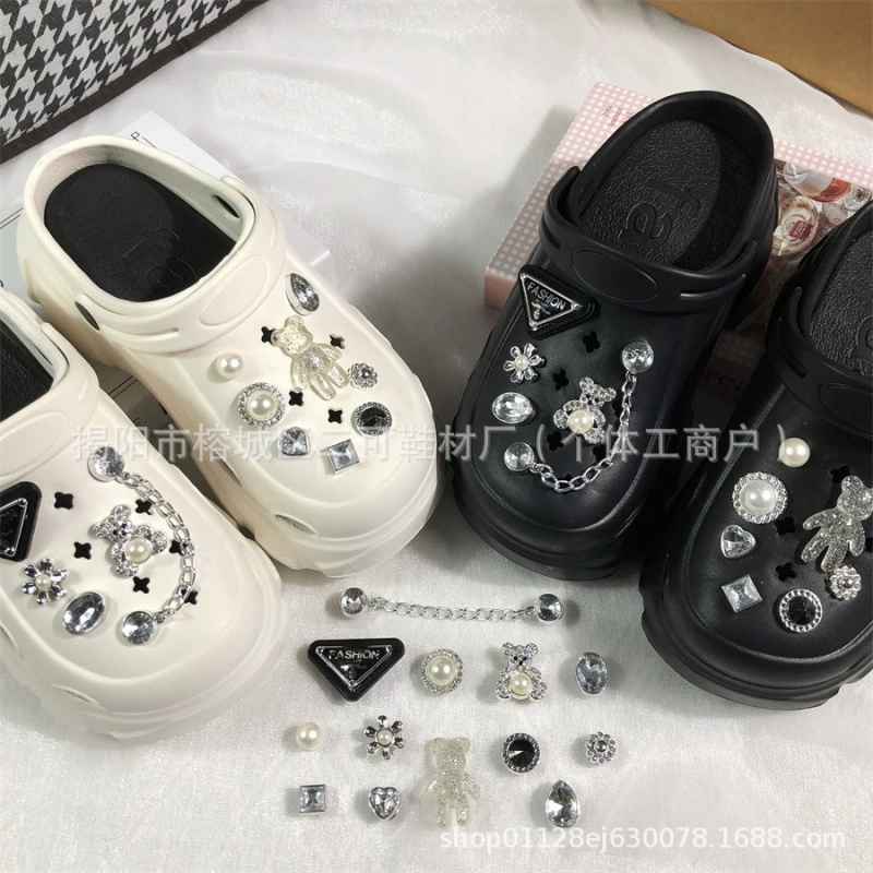 Источник Фабрика Оптовая продажа пещерная обувь аксессуары высокого уровня Чувство обуви цветы съемные DIY с мультяшным двойным прозрачным медведем