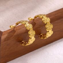 欧美跨境ins风小众C型花朵气质耳环不锈钢轻奢时尚高级感耳饰批发