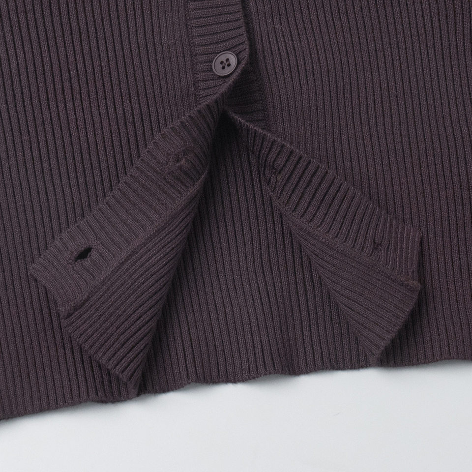 Bộ cardigan dệt kim nữ tay dài dáng ôm kèm quần dài cạp thấp — Màu xanh hải quân, màu sô cô la, màu xám đậm, quả mơ chi tiết 17