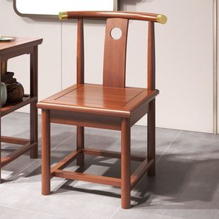 Chinese Style Round Chair Solid Wood Round Chair Taishi Chair Stool Three-Piece Set Tea Table Chair Tea Master Chair Crescent Official Hat Chair