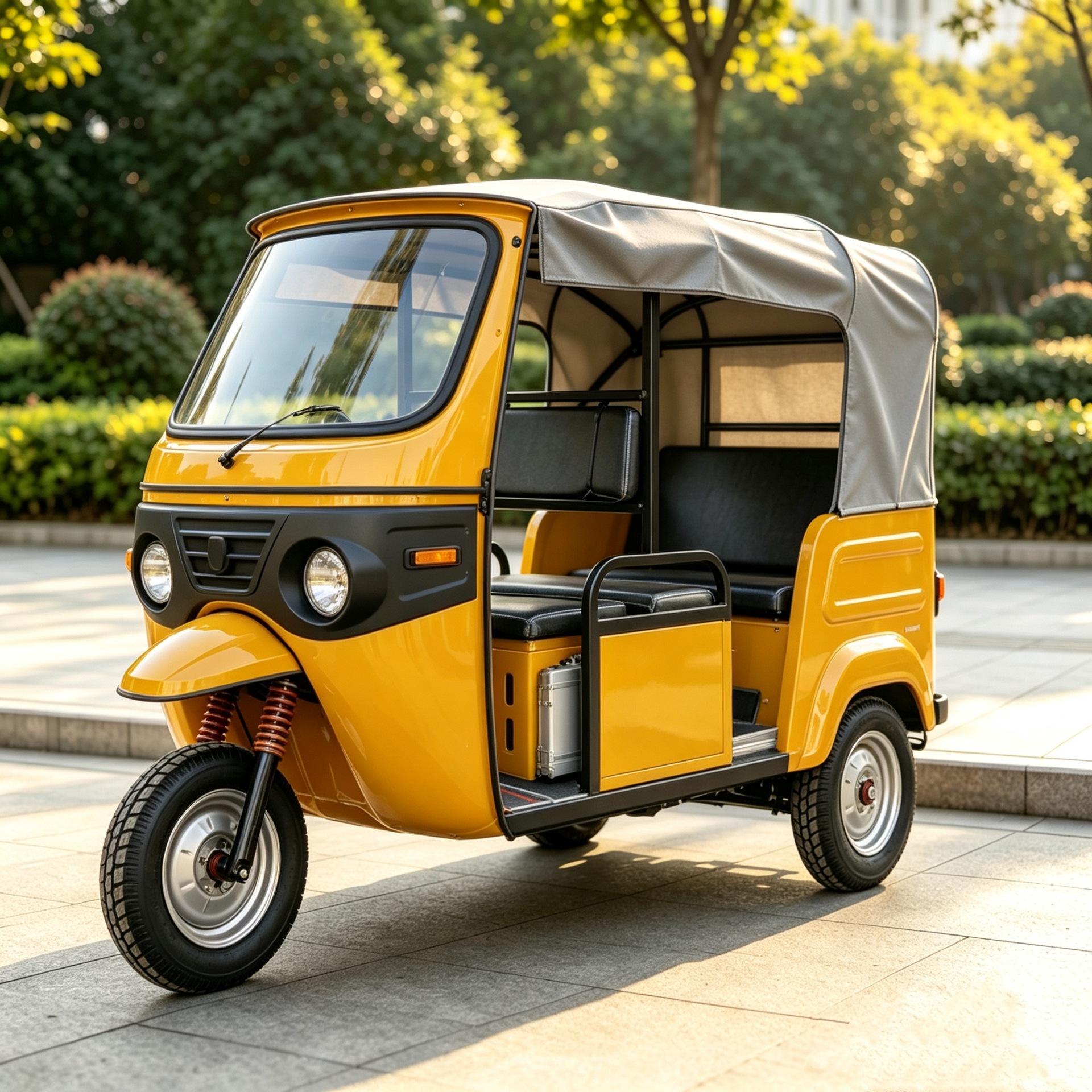 Fuel-powered passenger tricycle for export to Africa, durable and wear-resistant with large space, a popular fuel-efficient vehicle for cross-border trade