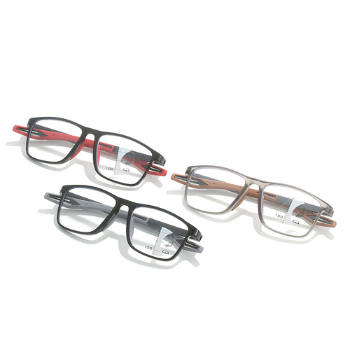 Intelligent zoom far and near dual-use sports non-slip anti-blue light reading glasses flat mirror color-changing multi-focus reading glasses