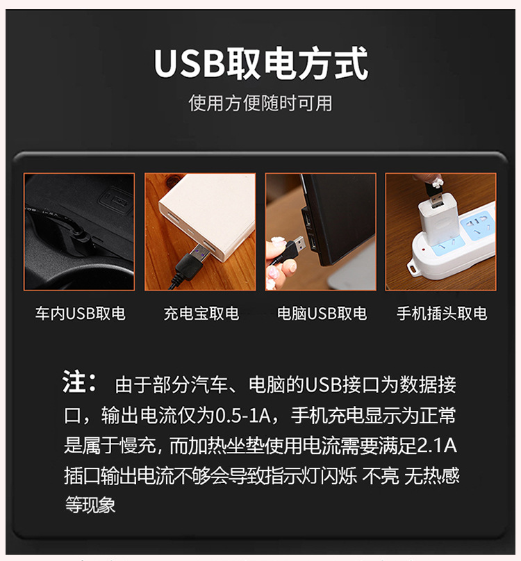 Winter Warm Plush Car Seat Cushion Car 5V USB Heating Pad Main and Passenger Single Seat Anti-Slip Office Seat Cushion