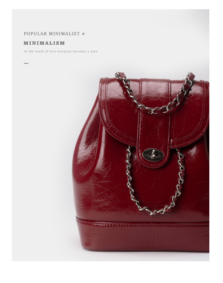Neue Xiaoxiangfeng Rucksack Damen Koreanische Ausgabe Instagram Öl Wachs Leder Kleine Tasche Einzelne Schulter Damen Tasche Lingge Kette Zurück Tasche_voghion.com