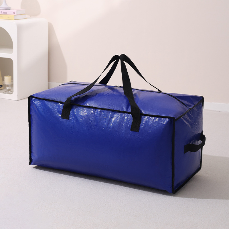 Nueva bolsa de almacenamiento de pe a prueba de humedad, bolsa de almacenamiento a cuadros tejida, bolsa de acabado de ropa de temporada, bolsa de edredón impermeable y a prueba de humedad