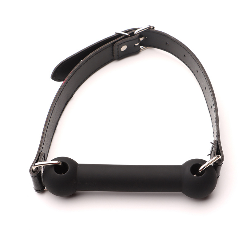 Silicone Ball Gag Mouth Guard, Black PU Strap Bondage Training Toy — detail image 8