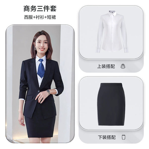 Suit, shirt, mini-skirt, color