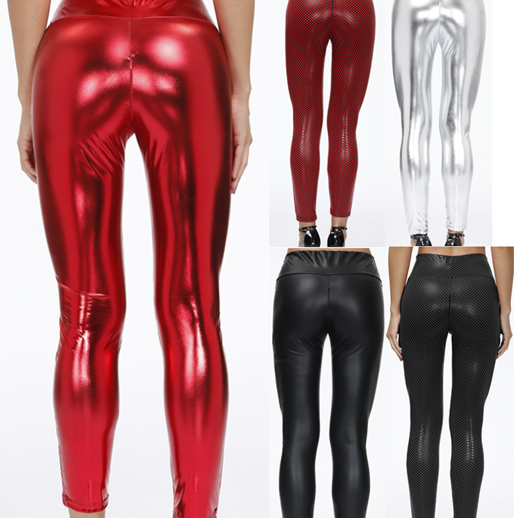 New Style Personality Patent Leather Tight-Fitting Leather Pants Sexy Lingerie Open-Crotch Leather Pants Nightclub Stage Ds Performance Outfit 1116