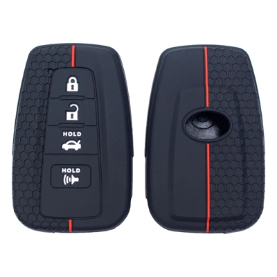 Suitable for Toyota four-button key set Prius Camry Corolla Nissan remote control all-inclusive special protection bag (Static Rod/Key Bag) - black-red-line