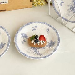 フレンチデザート皿高级感6インチセラミック小皿家庭用中古风食皿精巧なお菓子皿ケーキ皿