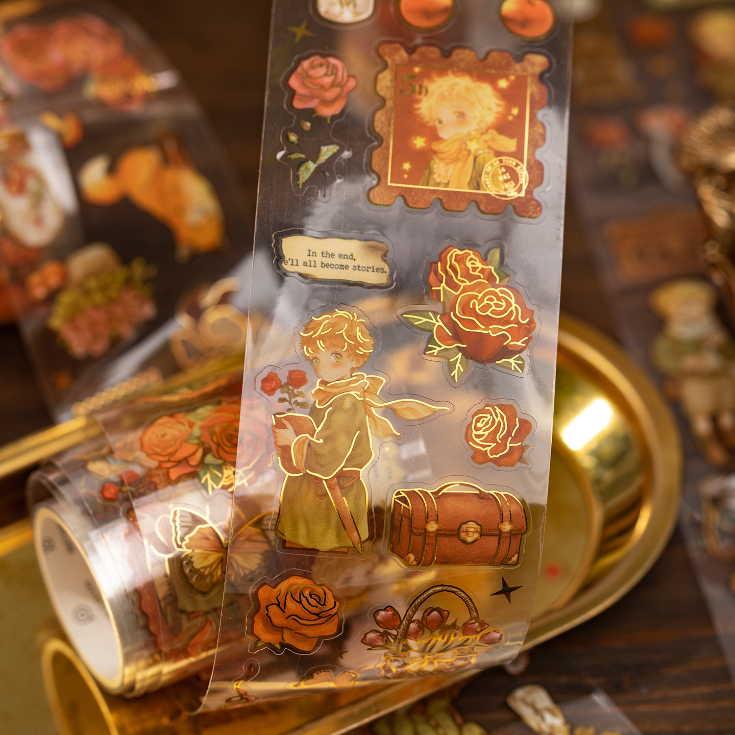 Yu Xian Pet Bronceado Troquelado Cinta Star Yu Prince Fairy Tale Material impermeable Tarjeta de cuenta manual Collage de bricolaje