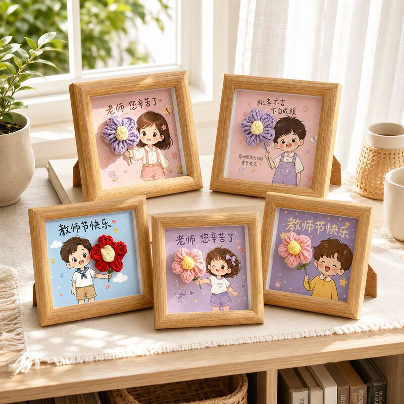 Creative Teacher's Day Knitted Sunflower Photo Frame - A Gift for Kindergarten and Elementary School Teachers and Homeroom Teachers for the Back-to-School Season
