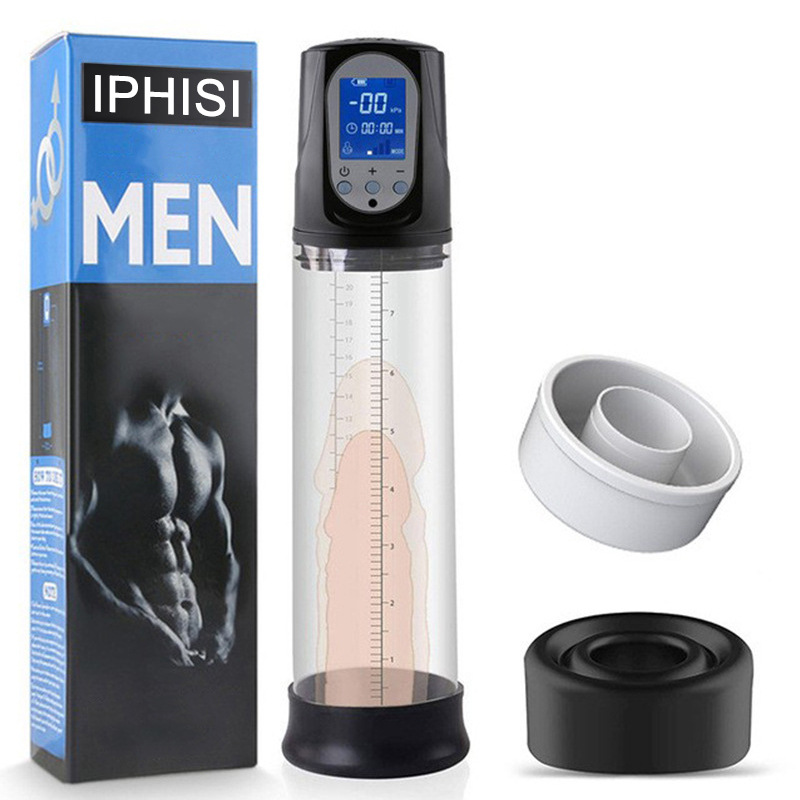 IPHISI LCD spa Taza eléctrica pene bomba masculina Ampliación de carga juguetes sexuales ejercitador juguetes adultos del sexo