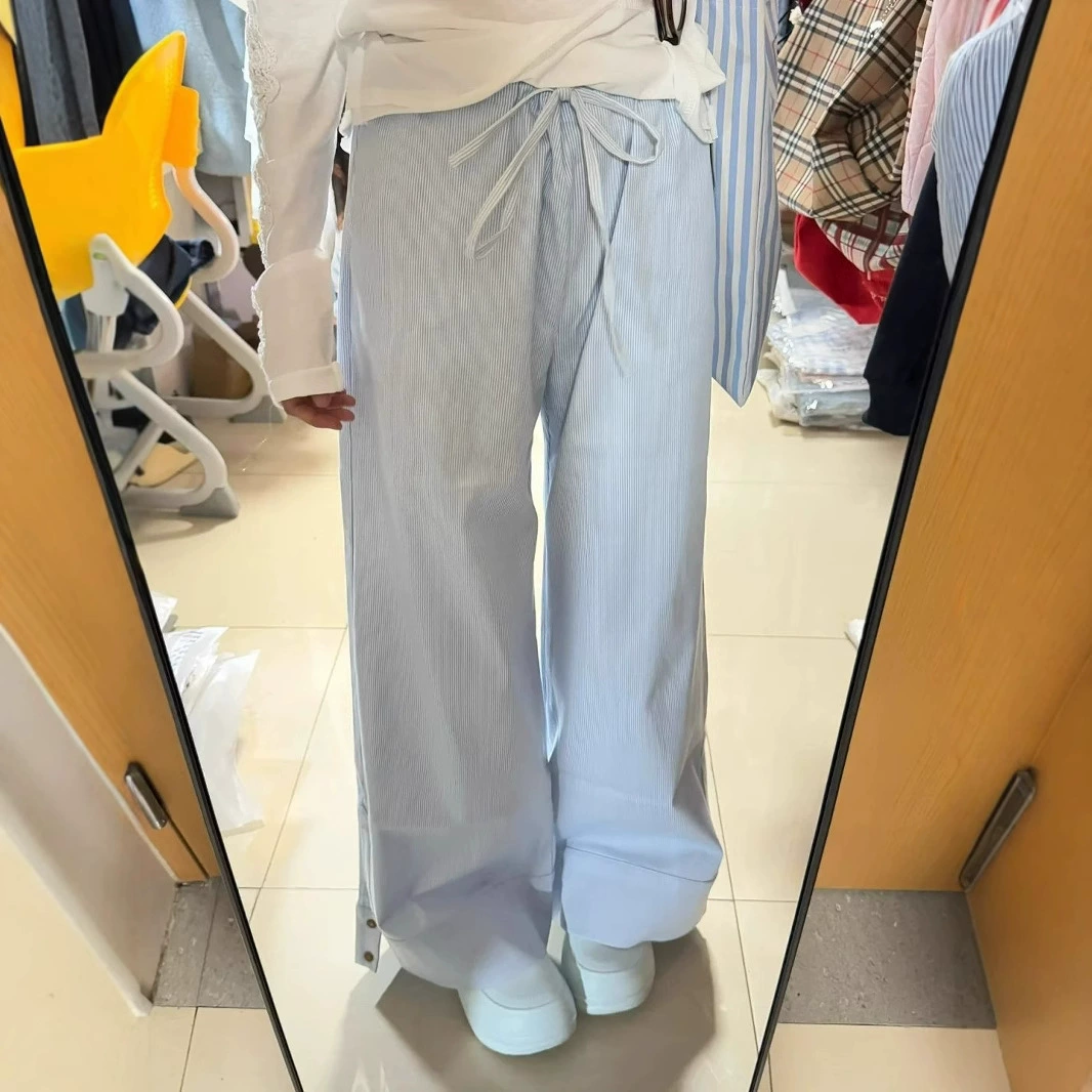 Летние широкие брюки oversize свободного прямого кроя, лёгкие, синие и фуксия