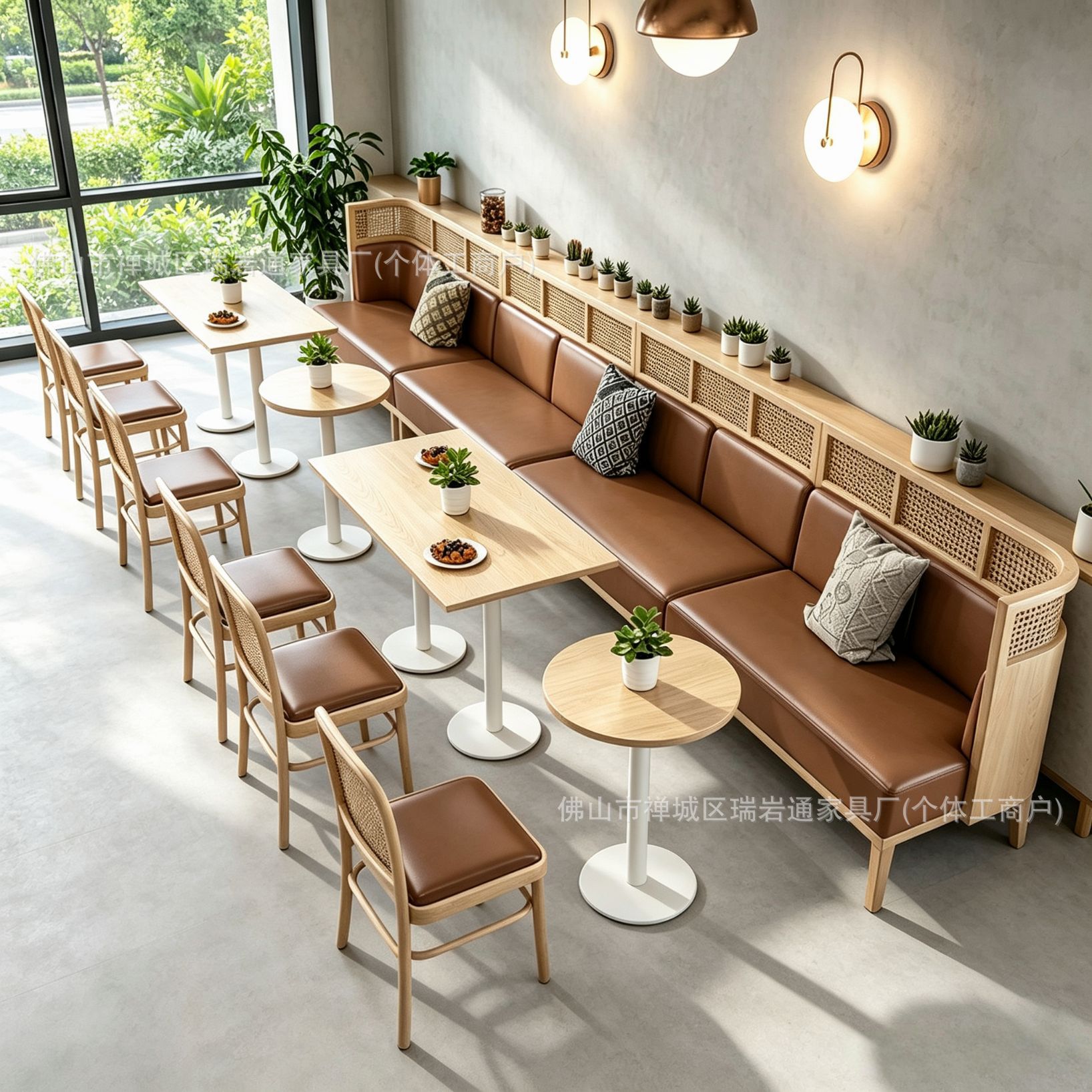 Commercial dining restaurant dessert and milk tea shop tea restaurant table and chair set, western restaurant coffee shop rattan booth sofa