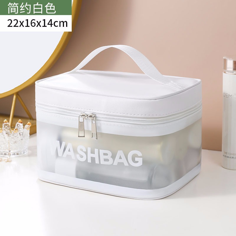Bolsa de cosméticos transparente transfronteriza bolsa de almacenamiento impermeable de alta capacidad bolsa de lavado de maquillaje portátil PU