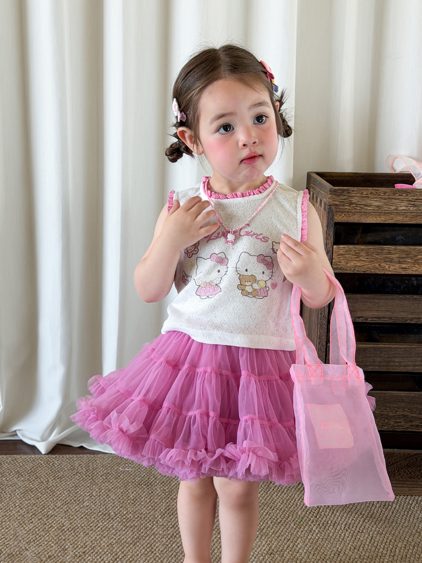 Caña de azúcar de pera ropa infantil para niñas de mitad de cuerpo de verano delgado estilo extranjero Tutu-Tung falda infantil falda corta bebé