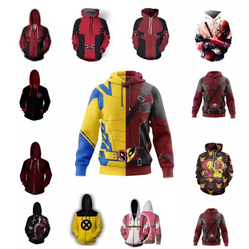 Marvel Hero Deadpool and Wolverine Cross-Border Export Amazon Autum Popular 3D Digital Printing Hoodie Trend