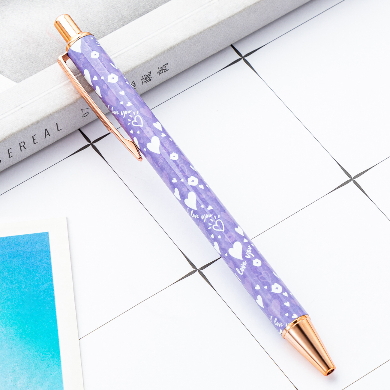 Nuevo Día de San Valentín empuje pluma linda chica corazón estudiante de Metal bolígrafo amor multi-color de transferencia de calor pintura película pluma