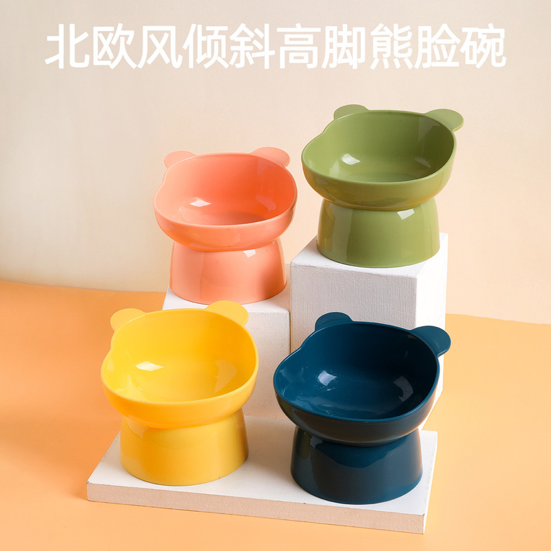 Meow heart treasure large caliber cat bowl pet goblet bowl tilt cat neck plastic cat bowl pet bowl spot wholesale