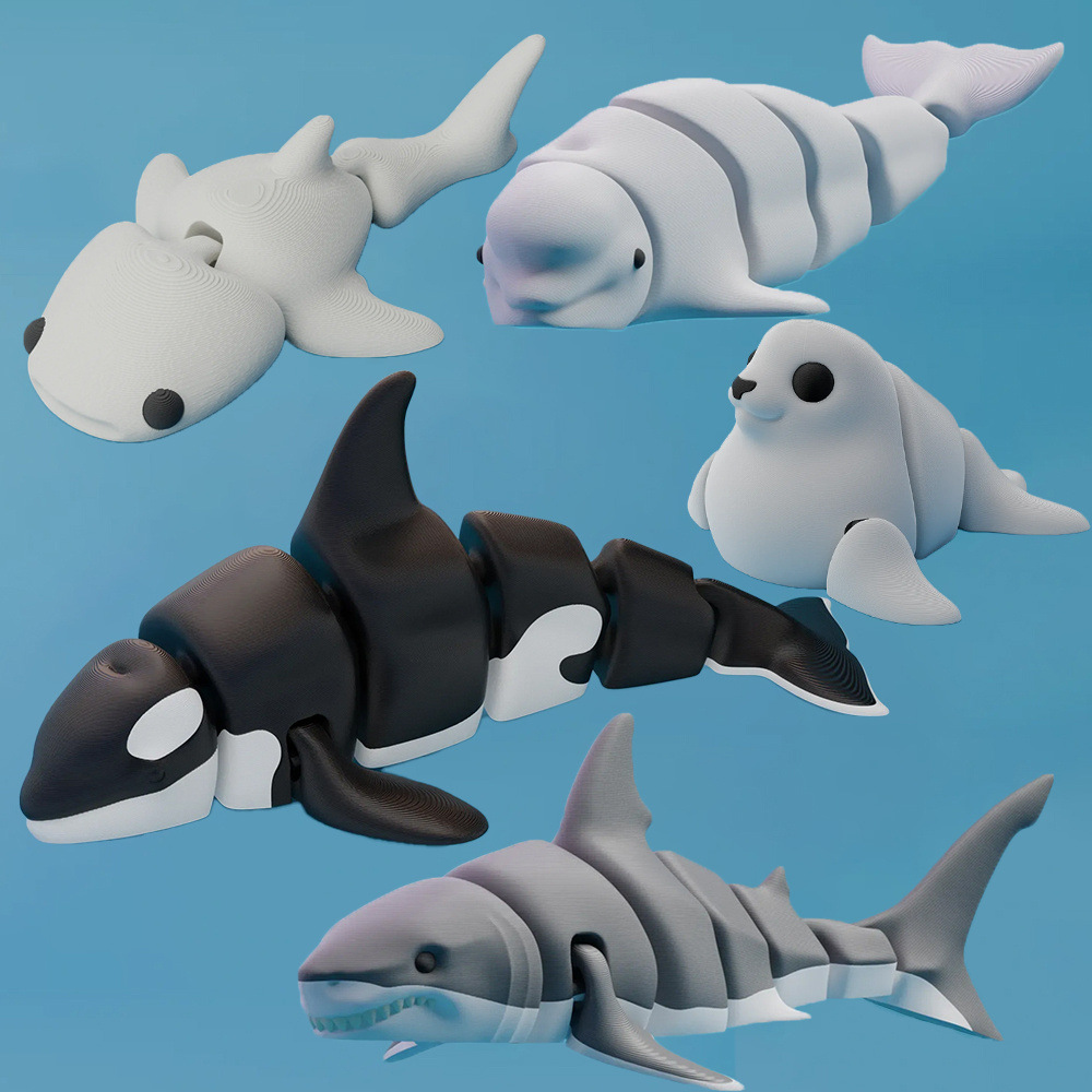 Cross-Border New Product: Orca, Shark, Dolphin, and Seal Model Ornaments with Movable Joints