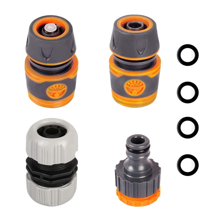 花园包胶接头套装 1/2水管快速连接水龙头奶嘴四六分转换接头套装