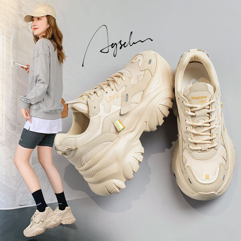 Zapatillas Augusden estilo papá para mujer, novedad primavera 2026, zapatillas adelgazantes de moda estilo INS, calzado casual de suela gruesa.