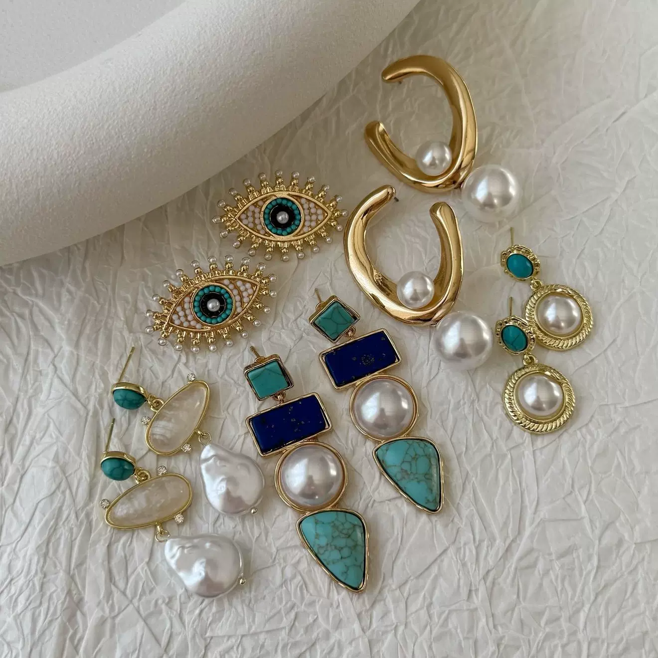 欧美跨境饰品 清新夸张设计感大眼睛耳环女冷淡风日常百搭耳饰品