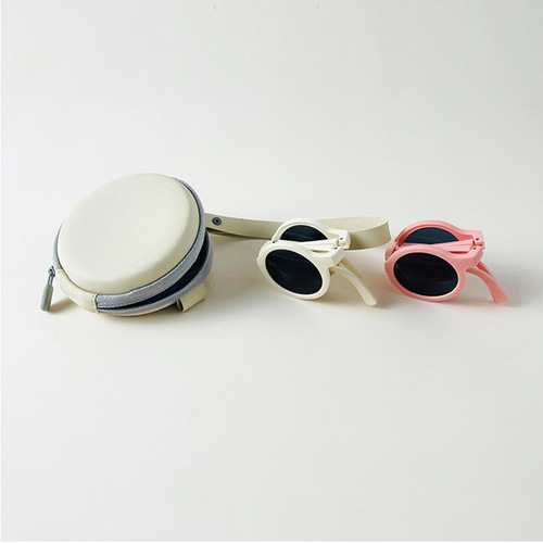 Ins foldable kids sunglasses for summer, round frame for both boys and girls, sun-shading and UV protection sunglasses