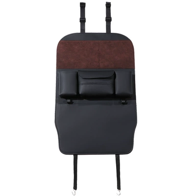 Chair back anti-kick pad Bag Tissue Box Multi-Functional Storage - 6833-coffee