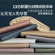A类全棉新疆100支长绒棉贡缎单床单100%纯棉四季家用双人被单批发