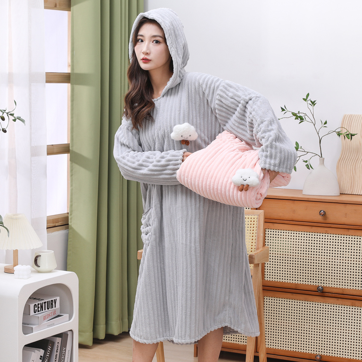목욕 가운 흡수 클래스 고급 스타 호텔 목욕 가운 빠른 건조 성인 두꺼운 후드 수건 홈 옷