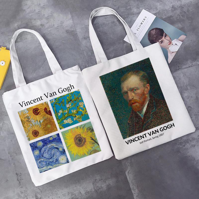 Van Gogh梵高艺术油画印花帆布包单肩包全球外贸折叠袋购物手提袋