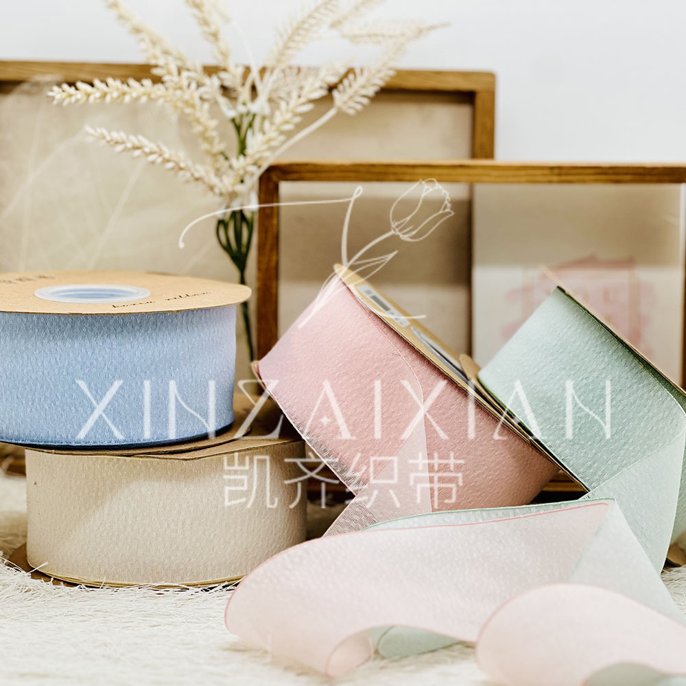 Color claro de alto nivel Jacquard nieve hilo decoración nieve hilo cinta cinta de seda regalo de embalaje floral cinta de cabello