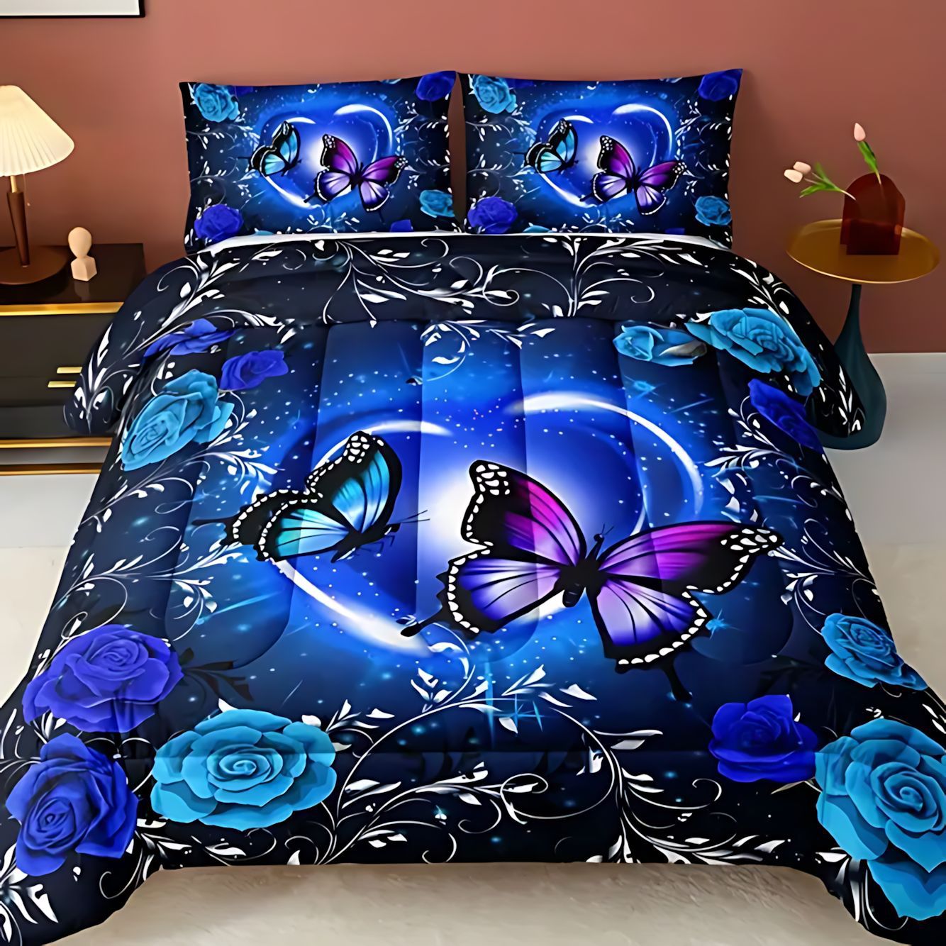 TEMU / JIT amor mariposa flor digital impresión 3D quilt kit fuente fabricante a través de la frontera puede fijar