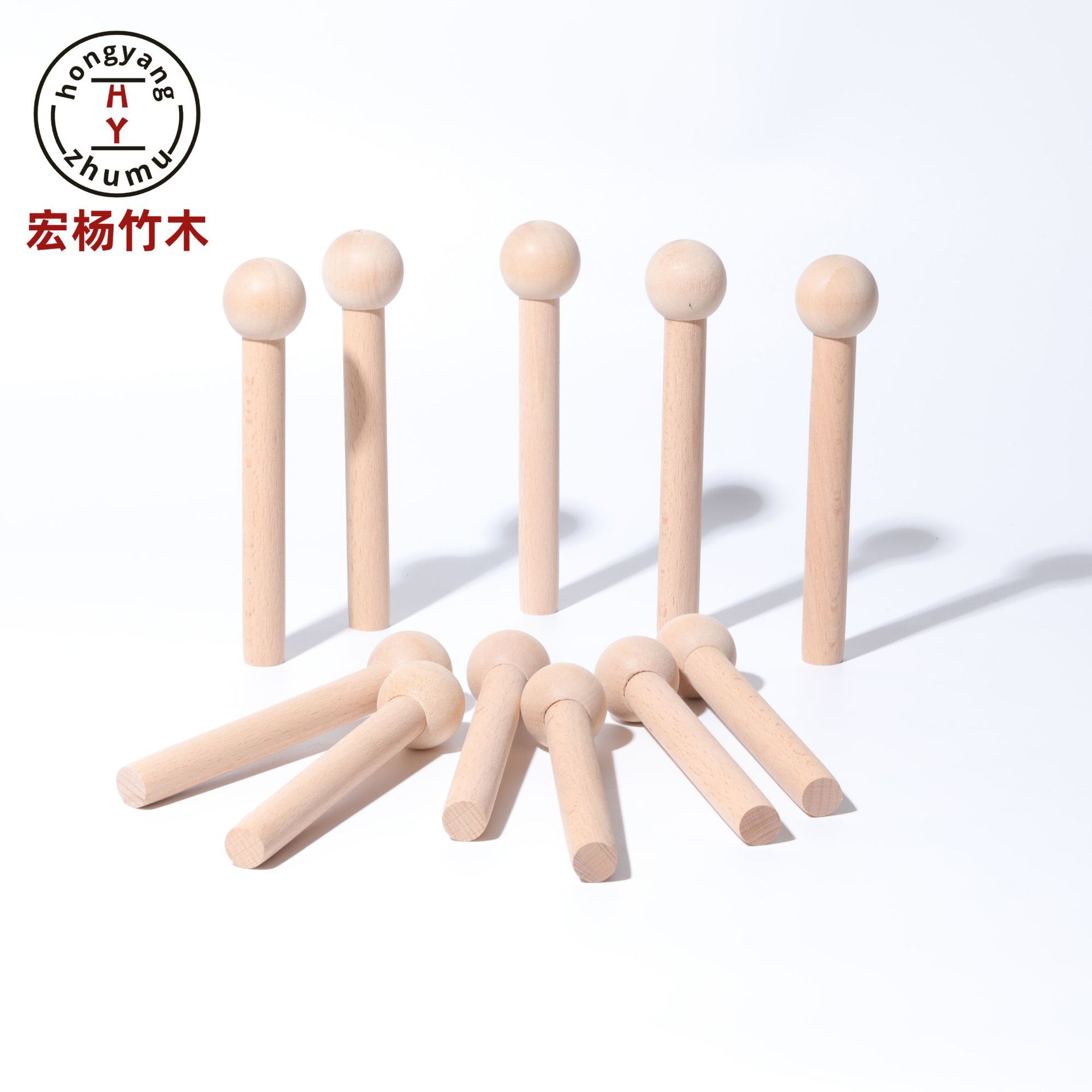 厂家现货实木火柴棒 洞洞板配件荷木榉木圆球棍 圆木棍木质火柴棍