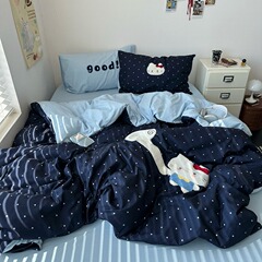 卡通水洗棉毛巾绣四件套件学生宿舍被套床单床笠三件套床上用品